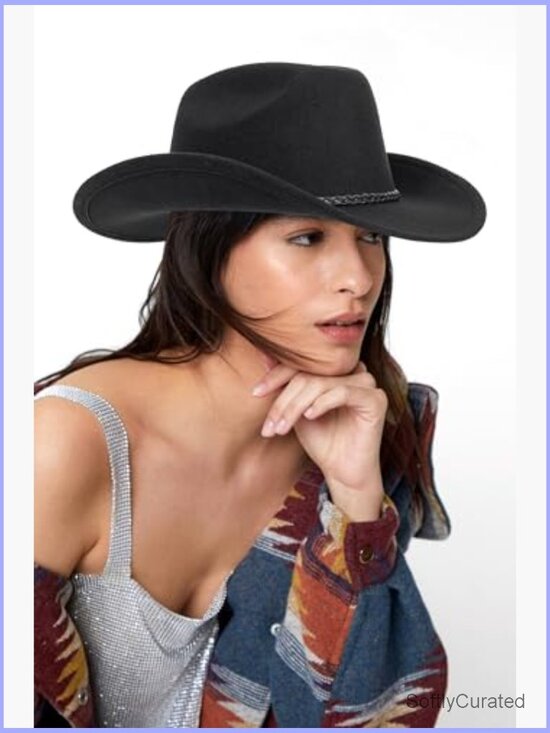 Classic Roll Up Cowboy Hat with Buckle Belt Unisex Western Fedora main image 6